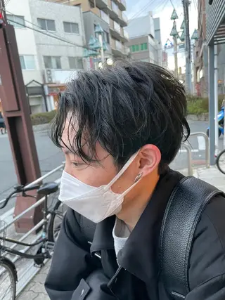 カラー メンズ 切りっぱなしボブ/ 三瀬翔のヘアスタイル