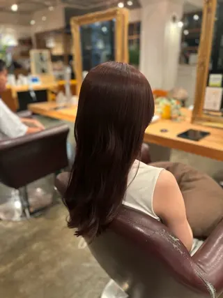 セミロング カラー 髪質改善カラー ブラウン🤎YUMEのヘアスタイル