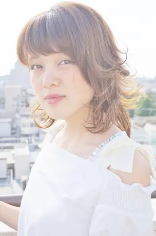 ミディアム セミロング カラー パーマ ヘアアレンジ current所属・✨カット美容師 💡高橋優也💡のヘアスタイル