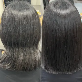 ミディアム 難波/髪質改善/スパ ツヤ／顔周りレイヤーのヘアスタイル