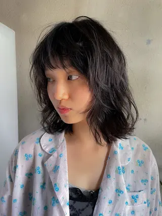 ミディアム パーマ パーマ/レイヤー 岩山丈一郎のヘアスタイル