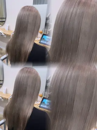 セミロング ブリーチ/透明感 岡山駅/のりまきのヘアスタイル