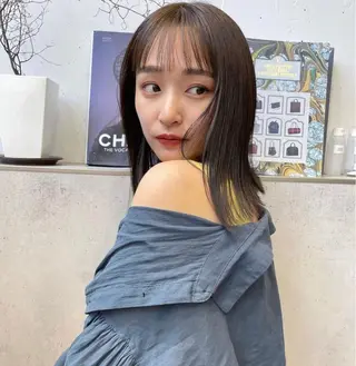 ミディアム レイヤーカット/ 縮毛矯正/ミサキ💐のヘアスタイル