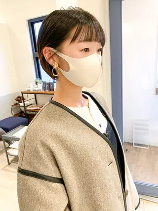 ショート カラー パーマ .iyu所属・吉祥寺小顔×ショート 🍋宮本大輔🍋のヘアスタイル