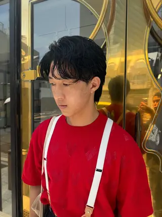 ミディアム パーマ メンズ メンズNO.1口コミ 高評価🟡三澤拓海✅のヘアスタイル