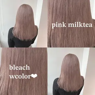 セミロング カラー NAMI🤎ブラウン &ミルクティー🤍のヘアスタイル