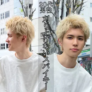 ショート カラー パーマ メンズ ｳﾙﾌ/ｾﾝﾀ- ﾊﾟｰﾄ【ﾅﾅﾐ】のヘアスタイル