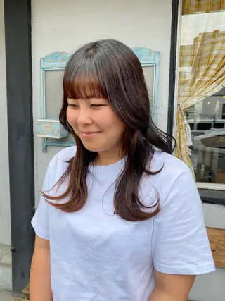 セミロング カラー パーマ ヘアアレンジ メンズ キッズ ネイル マツエク・マツパ アイブロウ chapter問屋町 💘小室明華のヘアスタイル
