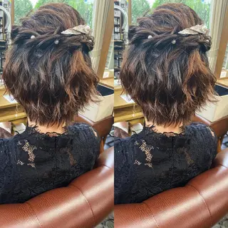 ショート ヘアアレンジ モモカ/ハイトーン /バレイヤージュのヘアスタイル