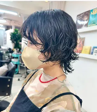 ショート カラー パーマ ヘアアレンジ ボブ/透明感ベージュ 🫧クルミ🌟のヘアスタイル