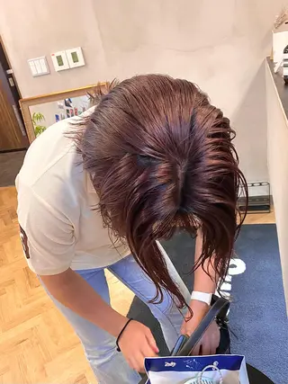 ミディアム カラー ハル🌸柔色/ ブリーチなし/艶髪のヘアスタイル