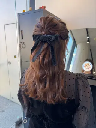 ミディアム カラー パーマ ヘアアレンジ 透明感/オリーブ/ グレージュ/YUKAのヘアスタイル