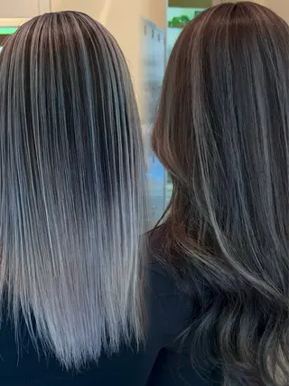 セミロング カラー ハイトーンカラー/エ クステ/デザインのヘアスタイル