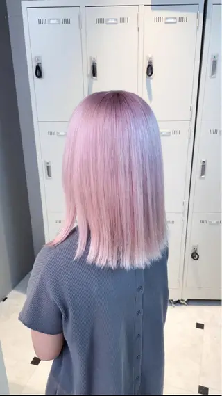 ミディアム ブリーチ✖️ 縮毛LANDのヘアスタイル