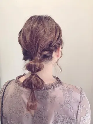 セミロング ヘアアレンジ 🍒memelu明石 🍒のマツエク・マツパデザイン