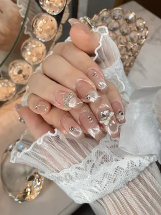 ネイル 23時まで❤︎韓国、 ワンホンネイルのネイルデザイン