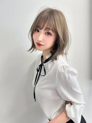 ミディアム カラー 脱白髪染め/ 髪質改善/ハクのヘアスタイル