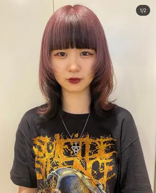 ミディアム カラー パーマ Beleza 渋谷所属・Kazusa/渋谷/ エクステ/ハイトーンのヘアスタイル