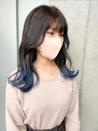 ロング カラー パーマ ヘアアレンジ 透明感/オリーブ/ グレージュ/YUKAのヘアスタイル