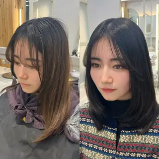 セミロング カラー 似合わせレイヤー/ 透明感カラーのヘアスタイル