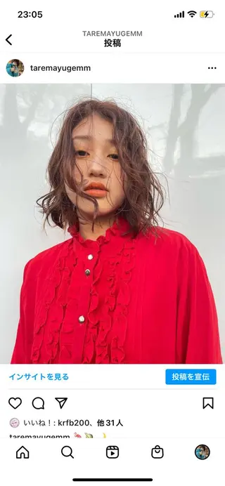 ミディアム カラー tomo🍒パーマ ハイトーン似合わせのヘアスタイル