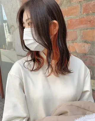 ミディアム カラー 樫原裕二/レイヤー カット/透明感カラーのヘアスタイル