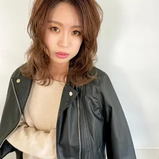 セミロング カラー パーマ ヘアアレンジ GO TODAY  SHAiRE SALON岡山所属・Sana/ 耳ツボ/インナーのヘアスタイル