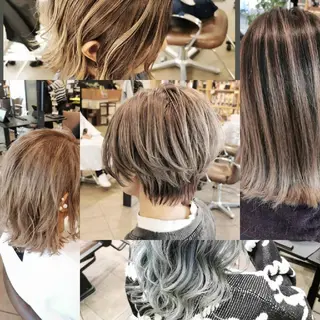 カラー Luisハイライト　 喜連瓜破、髪質改善のヘアスタイル