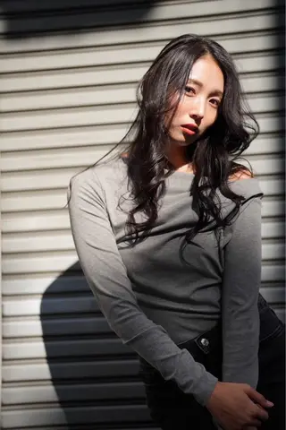 ロング カラー 敏感肌のカラー｜斉藤 ｜かきあげバングのヘアスタイル