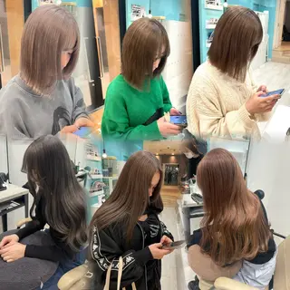 セミロング カラー ハッシュカット レイヤー池袋のヘアスタイル