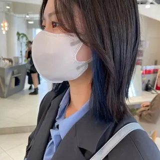 ミディアム カラー 由比藤理子 ブリーチカラー🌈のヘアスタイル