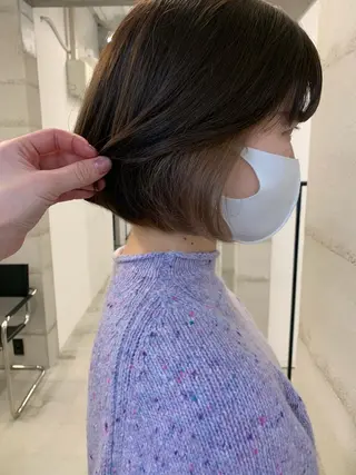 ミディアム カラー 透明感/オリーブ/ グレージュ/YUKAのヘアスタイル