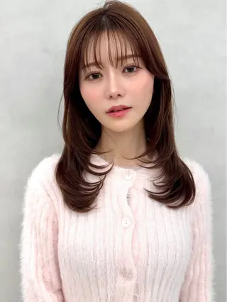 セミロング カラー 韓国ヘア🇰🇷透明 感カラー/yui💞のヘアスタイル