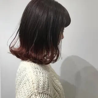 ミディアム カラー レイヤー/顔周り /AKARIのヘアスタイル