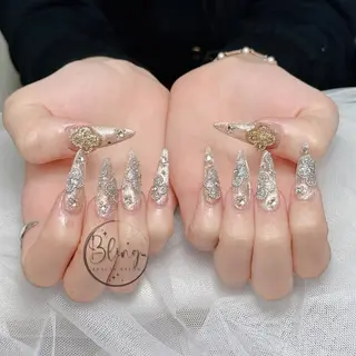 ロング 波 なみのネイルデザイン