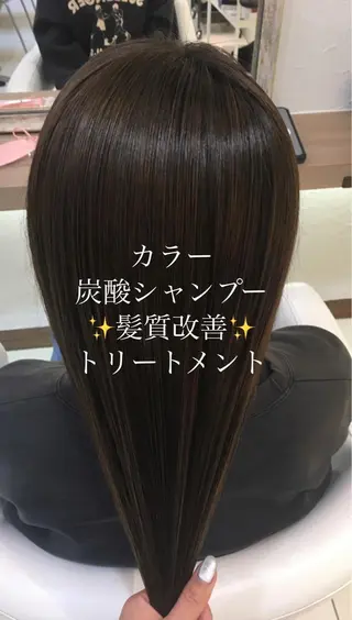 セミロング カラー 艶質改善/縮毛矯正 ササキナツミのヘアスタイル