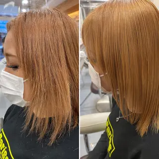 ミディアム パーマ 髪質改善/縮毛矯正 /ブリーチ矯正/岡部のヘアスタイル