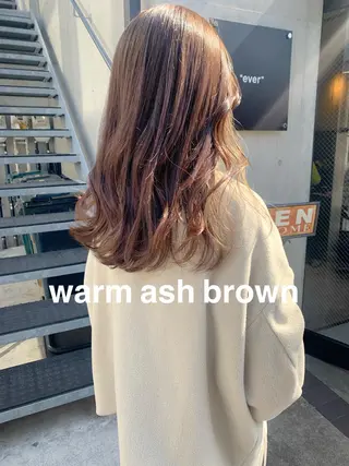 ミディアム カラー 柔らかブラウン/顔周 りレイヤー♡ユウシのヘアスタイル