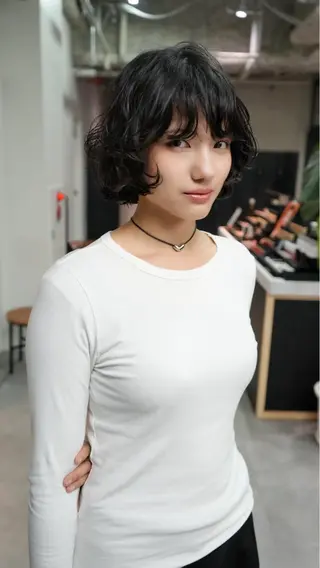 ミディアム パーマ 小田 晃瑛のヘアスタイル