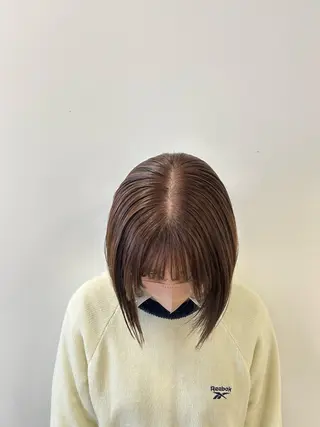 ミディアム カラー ベージュ/つや髪/ レイヤー／ゆいなのヘアスタイル