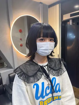 ミディアム カラー TATSUブリーチ/ ミルクティーベージュのヘアスタイル