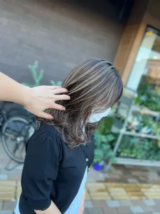 セミロング カラー 太白区白髪ぼかし/ ボブカット/千葉達人のヘアスタイル