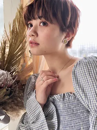 ショート カラー パーマ さかい なつみのヘアスタイル