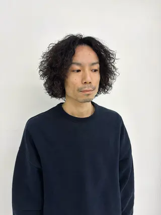 パーマ メンズ スパイキーパーマ 柏NO1 藤本葉のヘアスタイル