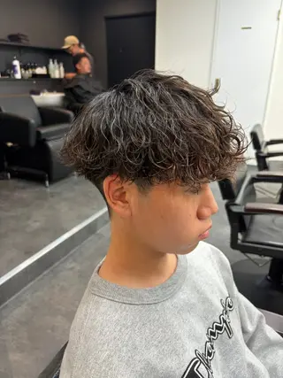 パーマ メンズ スパイキーパーマ 柏NO1 藤本葉のヘアスタイル