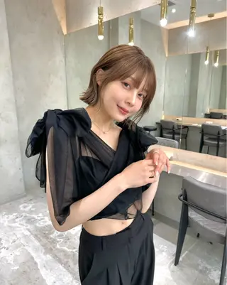 ショート カラー 莉乃/縮毛矯正/髪質 改善/艶カラーのヘアスタイル