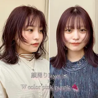 ミディアム カラー ヘアアレンジ 伊藤朱音/栄/ レイヤーカットのヘアスタイル