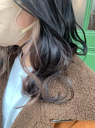 セミロング カラー 清水千優/パーマ/透 明感カラー/メンズのヘアスタイル