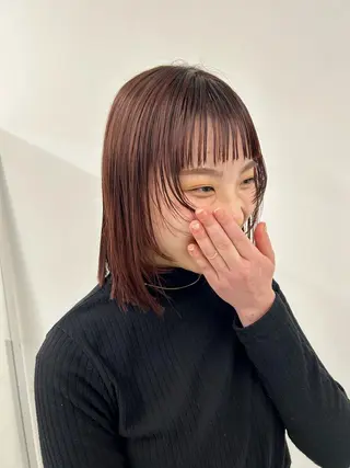 セミロング カラー 愛結 暖色カラー🎀🩰のヘアスタイル