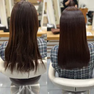 セミロング カラー 髪質改善/縮毛矯正 /ブリーチ矯正/岡部のヘアスタイル